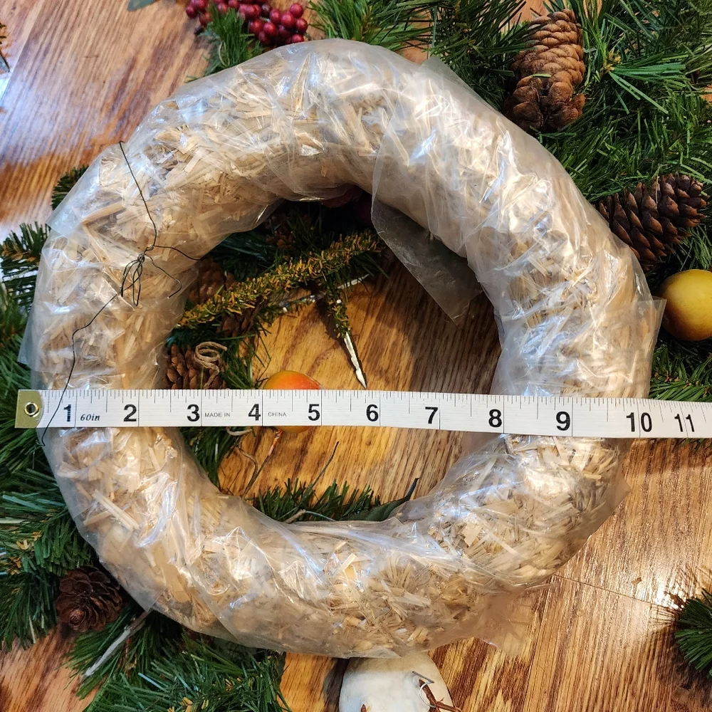 Vintage Wreath Form with Various Fall and Holiday Craft Supplies
